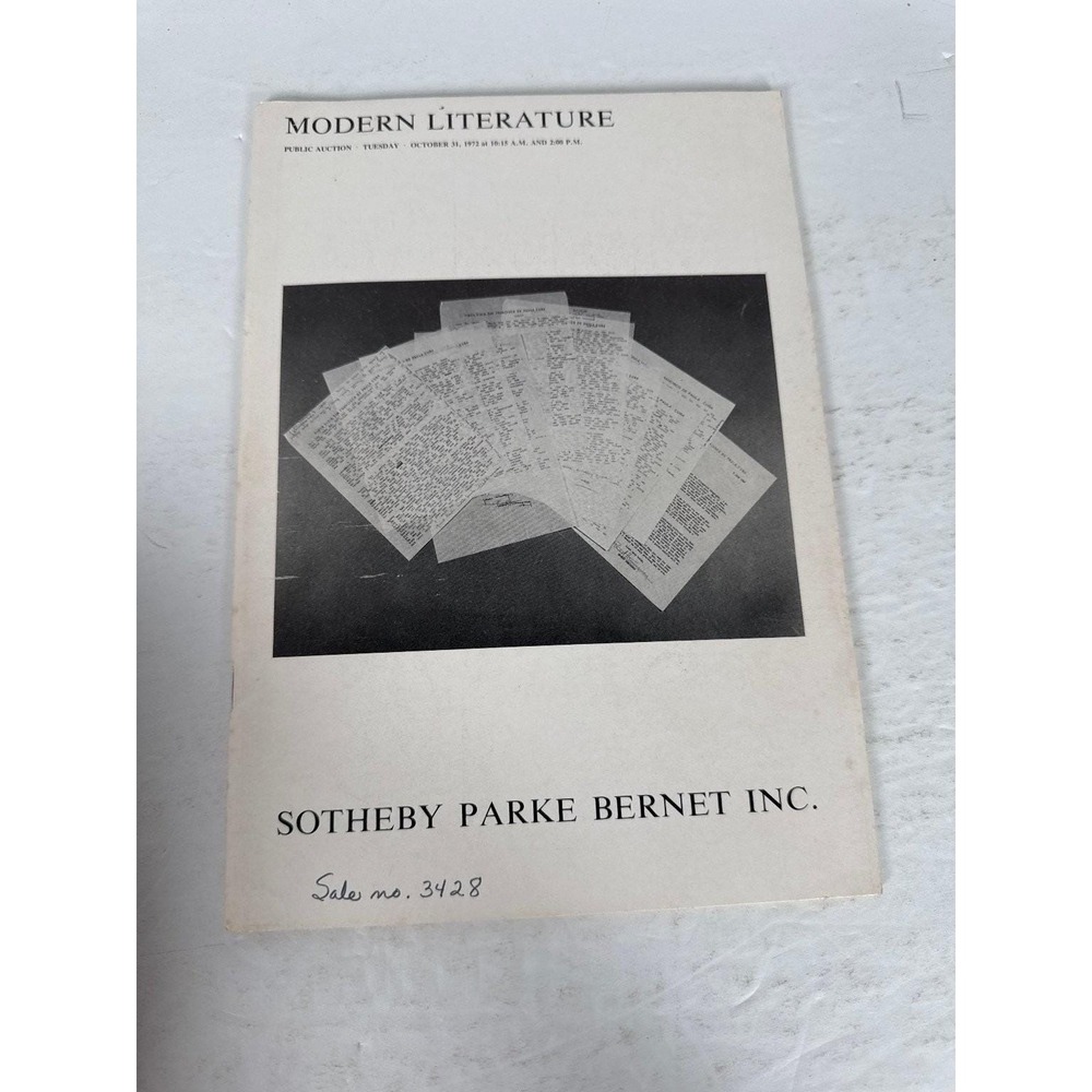 Modern Literature Auction Catalog Sotheby Parke Bernet 1972 Sale 3428